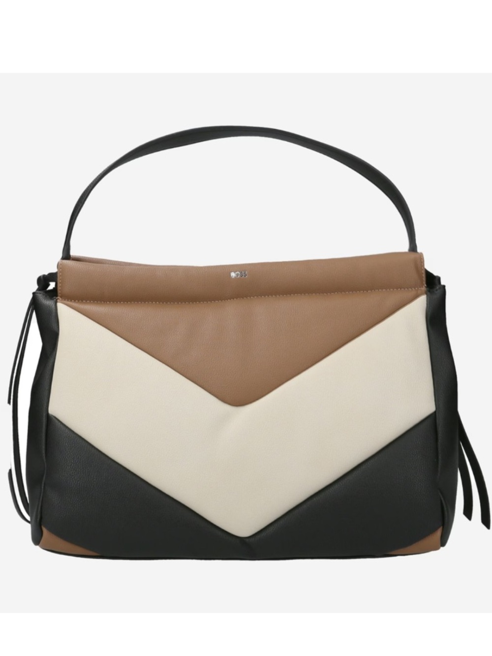 NWT BOSS by Hugo Boss Bag Katlin Small Tote in Tan Black Chevron